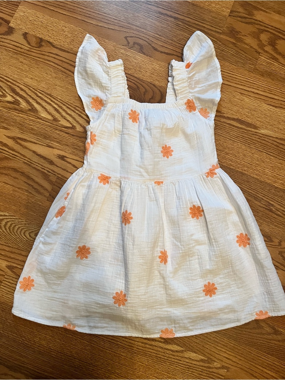 Cat & Jack White Sundress with Orange Floral Embroidery